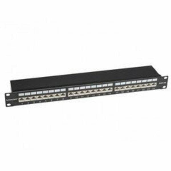 Swe-Tech 3C Rackmount 24 Port Shielded Cat6A Patch Panel, Horizontal, 110 Type, 568A and  568B Compatible, 1U FWT675-24C6AS